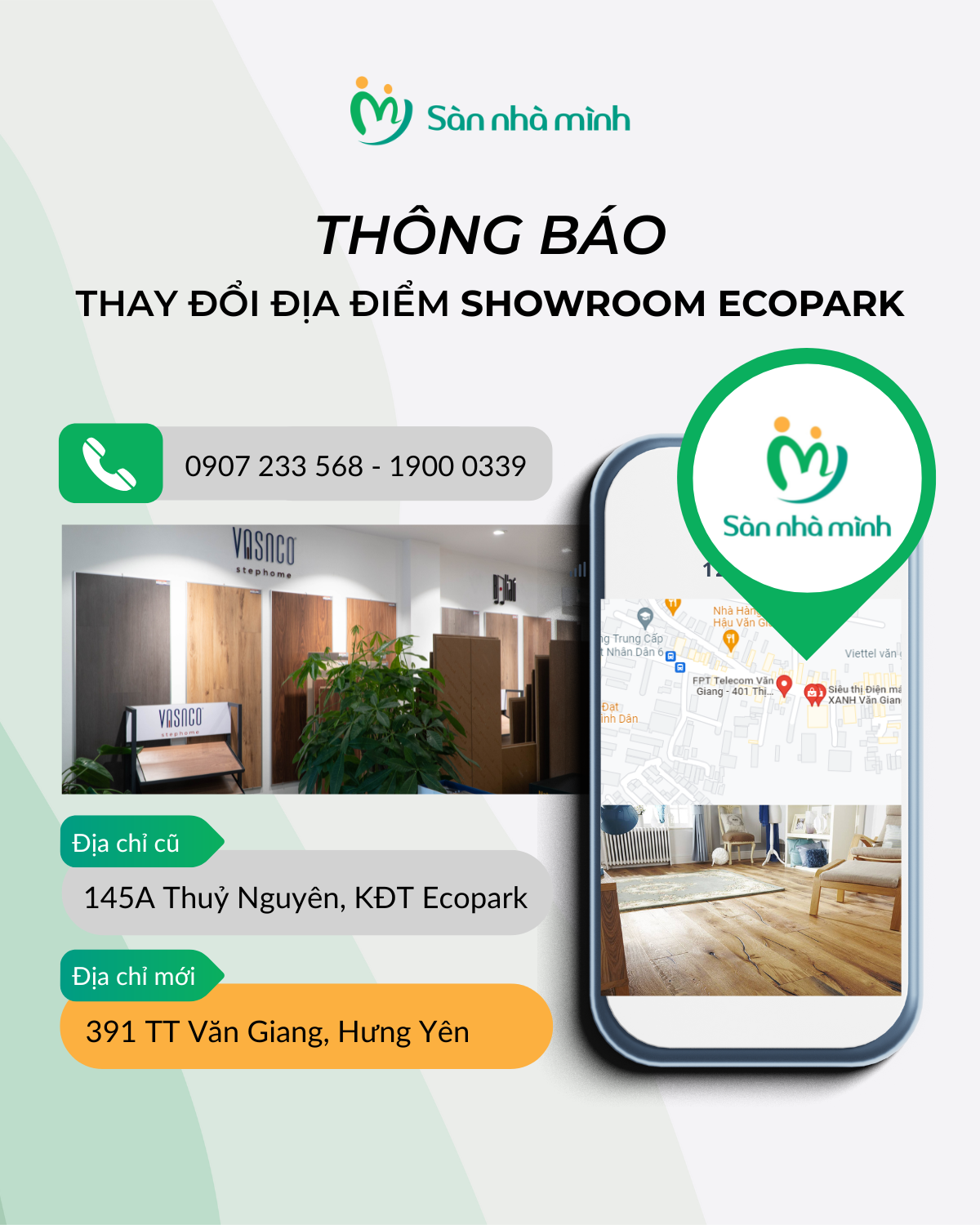 Thông báo chuyển địa điểm showroom Ecopark - Hưng Yên